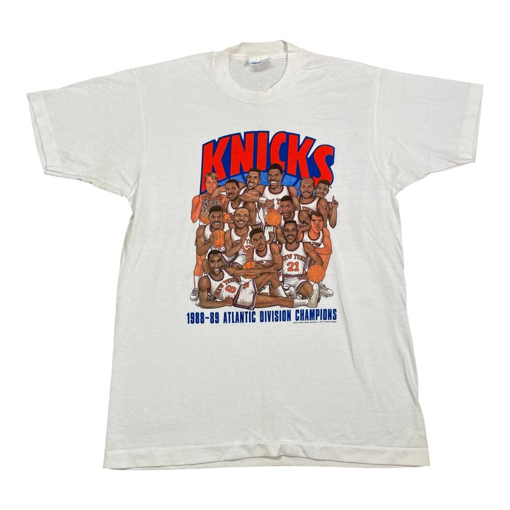 Vintage 1980s New York Knicks Atlantic Division Champions T-Shirt Signed